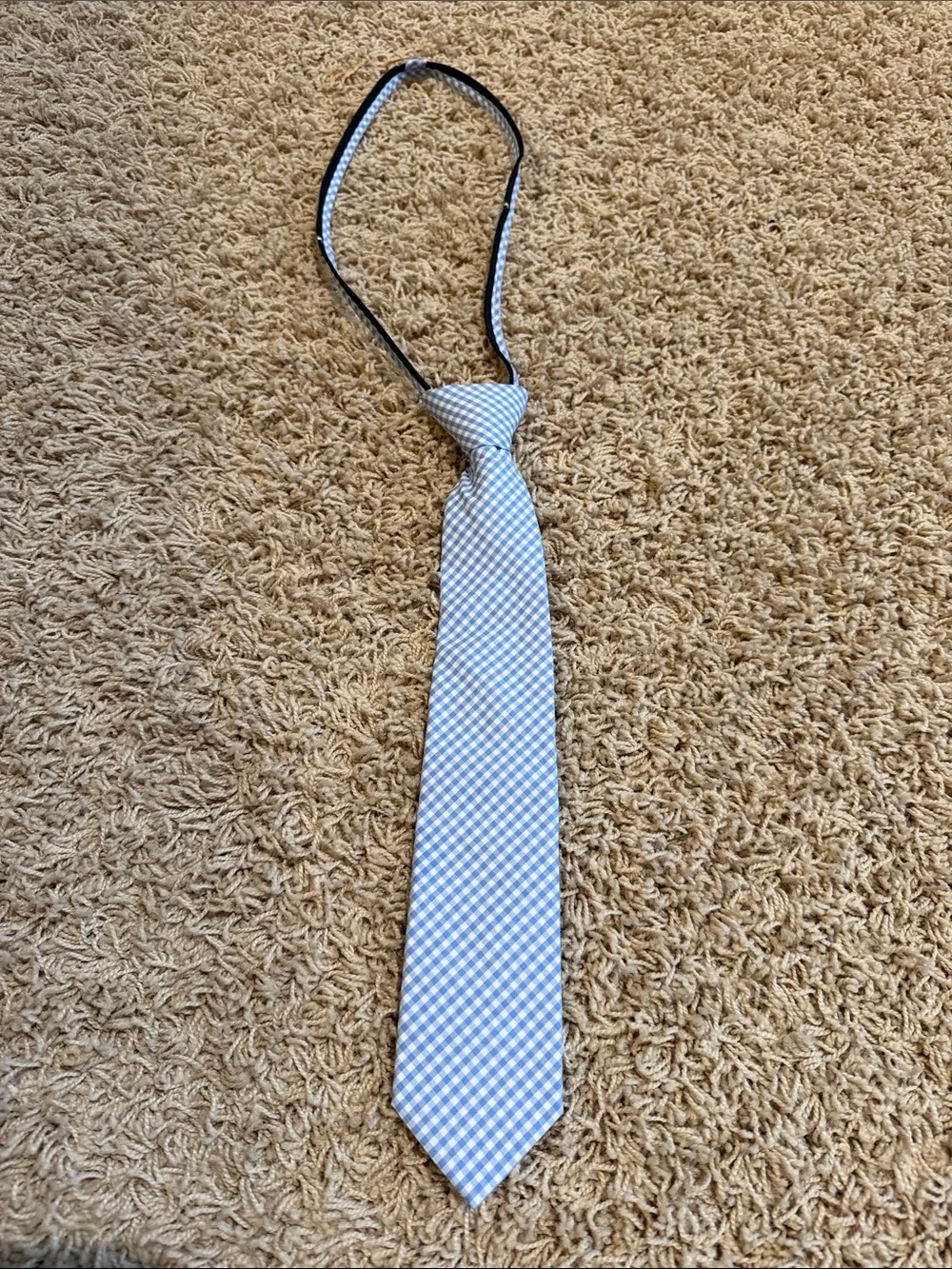 ❤️ Crown & Ivy Boys Light Blue Gingham Tie - zip
